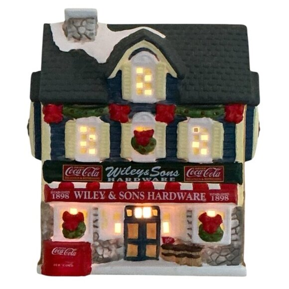 Vintage Coca Cola 1997 Town Square Village House Light Up Wiley Sons Hardware - Picture 3 of 16
